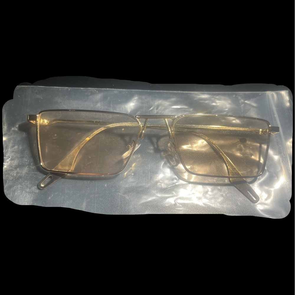 Gold Rectangular Sunglasses